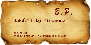 Bakálity Piramusz névjegykártya